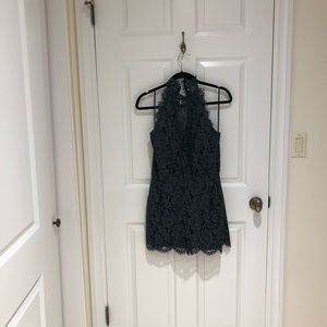 Lace charcoal gray romper